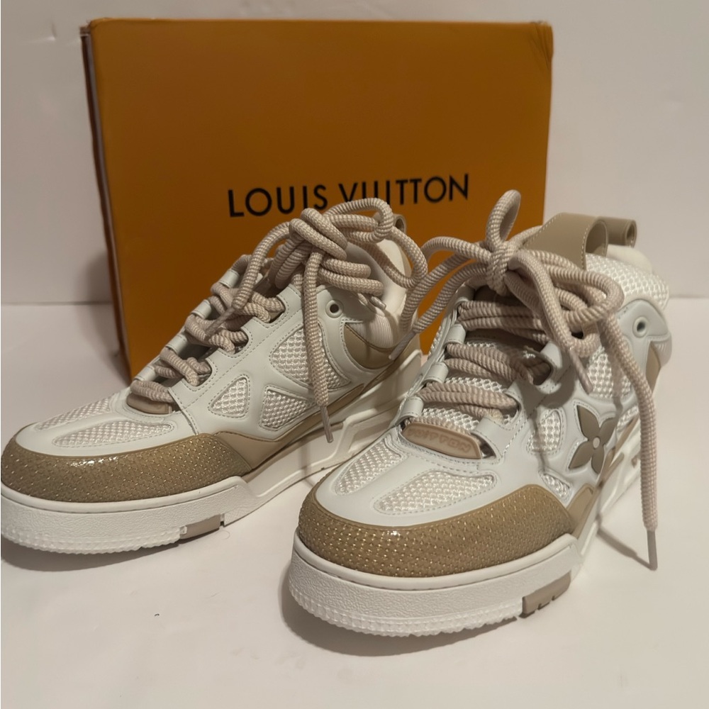 Louis Vuitton Beige and White Skater Sneakers - Picture 5 of 15
